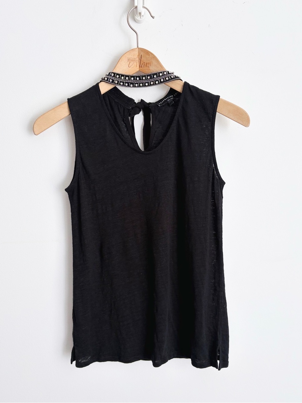 Generation Love Linen Rhinestone Collar Tank Bling Glam S